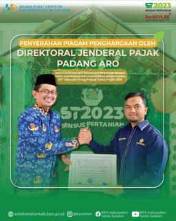 PENYERAHAN PENGHARGAAN OLEH DIREKTORAL JENDERAL PAJAK PADANG ARO KEPADA BPS KABUPATEN SOLOK SELATAN